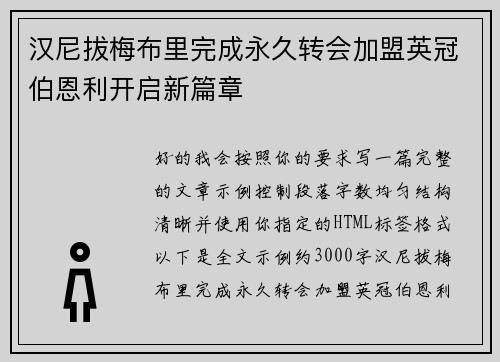 汉尼拔梅布里完成永久转会加盟英冠伯恩利开启新篇章